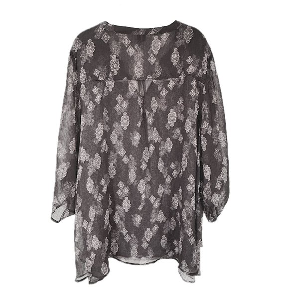 Maurices Dark Gray Damask Tunic - Plus Size 4 - Picture 2 of 8